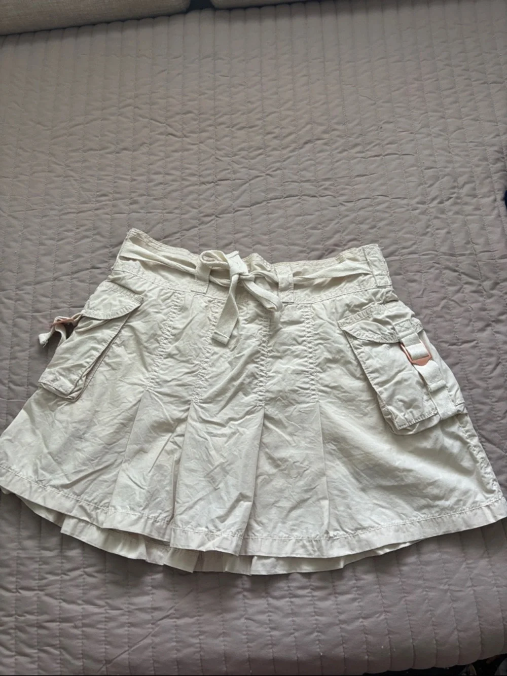 Justice Cream Cargo Skort with Tie Waist